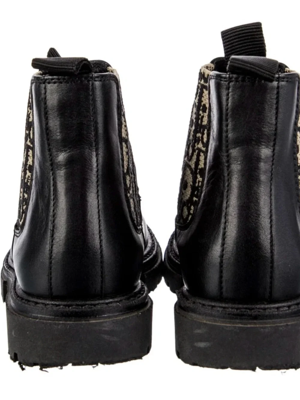 Dior Black Leather Chelsea Boot with Monogram Elastic Panel euro 29